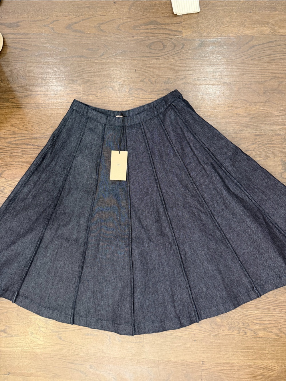 Girls' Dark Denim Box-Pleat Skirt